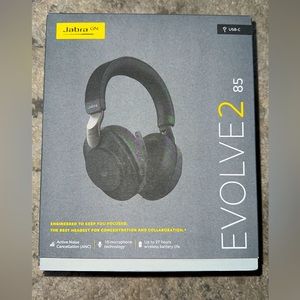 Jabra Evolve2 85 UC Wireless Headphones with Link380a & Charging stand in black